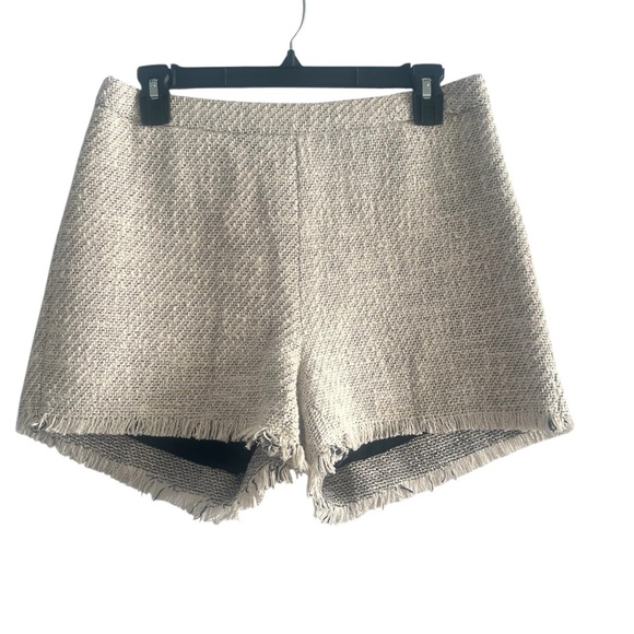 Free People Tweed Flat Front Fringed High Waisted Shorts Size 8 - Picture 1 of 9
